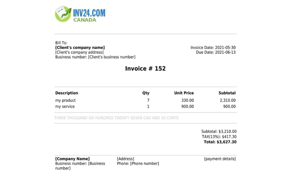 GSTHST Invoice Example
