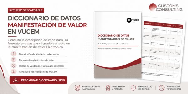 Diccionario de Datos Manifestacion de Valor en VUCEM