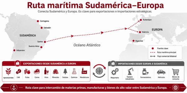 Ruta maritima Sudamerica-Europa