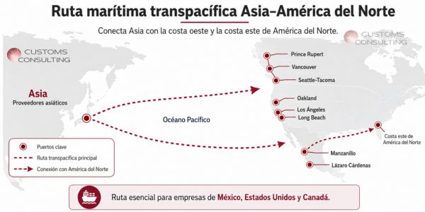 Ruta martima transpacifica Asia- America del Norte
